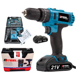 مثقاب/مفك 21 فولت 2*1.5 أمبير 42 نيوتن متر مع 75 قطعة ملحقات من الفولاذ