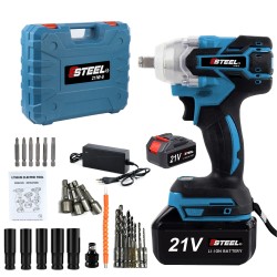 مفتاح ربط عالي عزم الدوران بدون فرشاة مع بطاريتين 21 فولت، 350 نيوتن متر