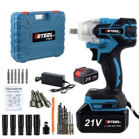 مفتاح ربط عالي عزم الدوران بدون فرشاة مع بطاريتين 21 فولت، 350 نيوتن متر