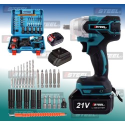 مفتاح ربط عالي عزم الدوران بدون فرشاة مع بطاريتين 21 فولت، 350 نيوتن متر