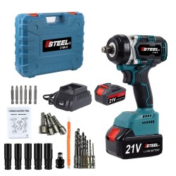 مفتاح ربط عالي العزم و الدوران بدون فرشاة يعمل ببطاريتين 21 فولت 3امبير