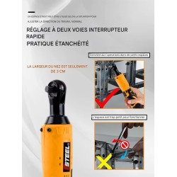 Clé à cliquet sans fil, 2 batteries lithium 12V 2Ah  + accessoires