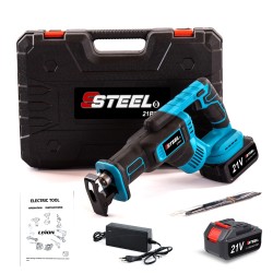 منشار ترددي لاسلكي 21 فولت مع بطاريتين 4.0 أمبير/ساعة و4 شفرات فولاذية