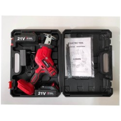 منشار ترددي لاسلكي مزود ببطاريتين 21 فولت 2 أمبير و4 شفرات للخشب والمعادن والألومنيوم والحجر.