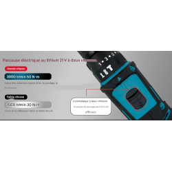 صندوق أدوات مع مثقاب كهربائي محمول مع بطاريتين متعددتي الوظائف بقوة 21 فولت، مجموعة أدوات للإصلاح والصيانة