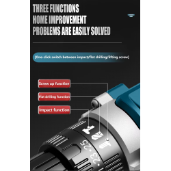 مثقاب كهربائي محمول مع بطاريتين متعددتي الوظائف بقوة 21 فولت، مجموعة أدوات مكونة من 125 قطعة للإصلاح والصيانة