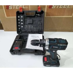 مثقاب كهربائي محمول مع بطاريتين متعددتي الوظائف بقوة 21 فولت، مجموعة أدوات مكونة من 125 قطعة للإصلاح والصيانة