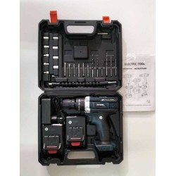 مثقاب كهربائي محمول مع بطاريتين متعددتي الوظائف بقوة 21 فولت، مجموعة أدوات مكونة من 125 قطعة للإصلاح والصيانة