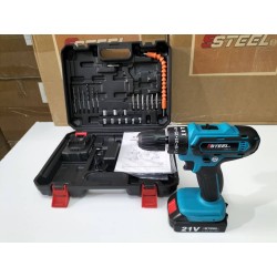 مثقاب/مفك براغي 21 فولت 2*1.5 أمبير 42  نيوتن متر مع ملحقات من الفولاذ المقاوم للصدأ